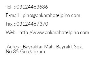 Ankara Hotel Pino iletiim bilgileri